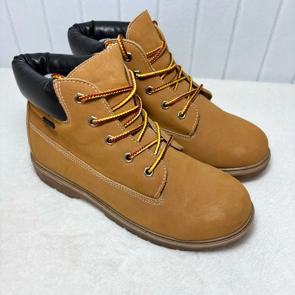 TRAIL GUIDE Waterproof Tan Leather Boots with Black‎ Collar Size 7M
