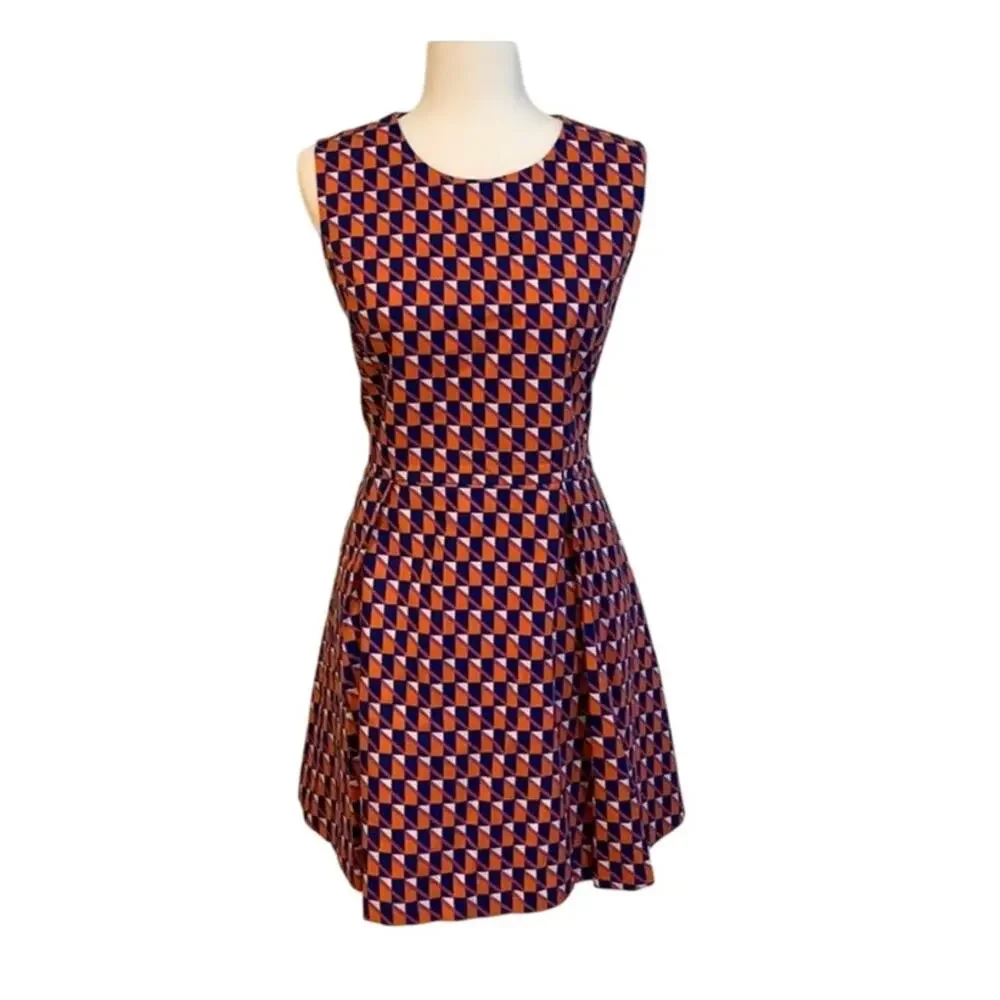 Kate spade‎ Saturday pleated flare dress with geometric pattern women's size 6