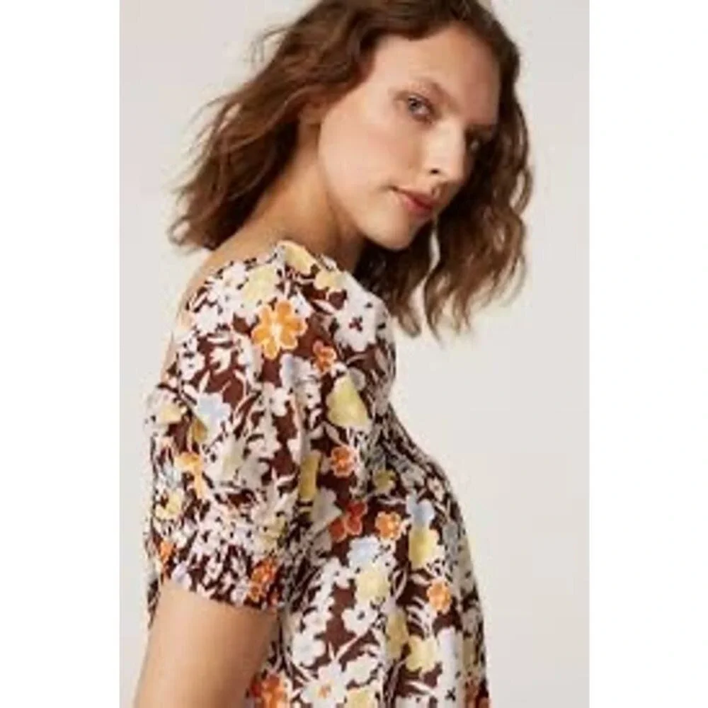 Tory Burch Brown Floral‎ Mini Dress Size Large