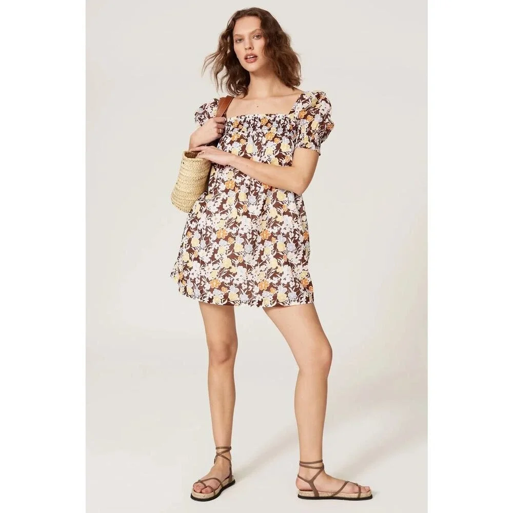 Tory Burch Brown Floral‎ Mini Dress Size Large