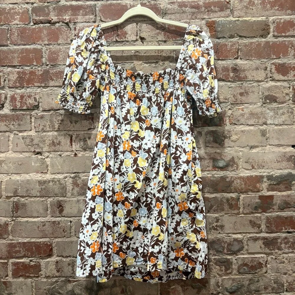 Tory Burch Brown Floral‎ Mini Dress Size Large