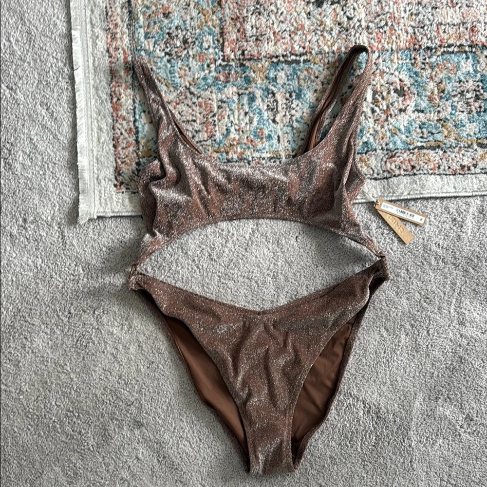 NEW- Skims Glitter Monokini Bathing Suit in Jasper