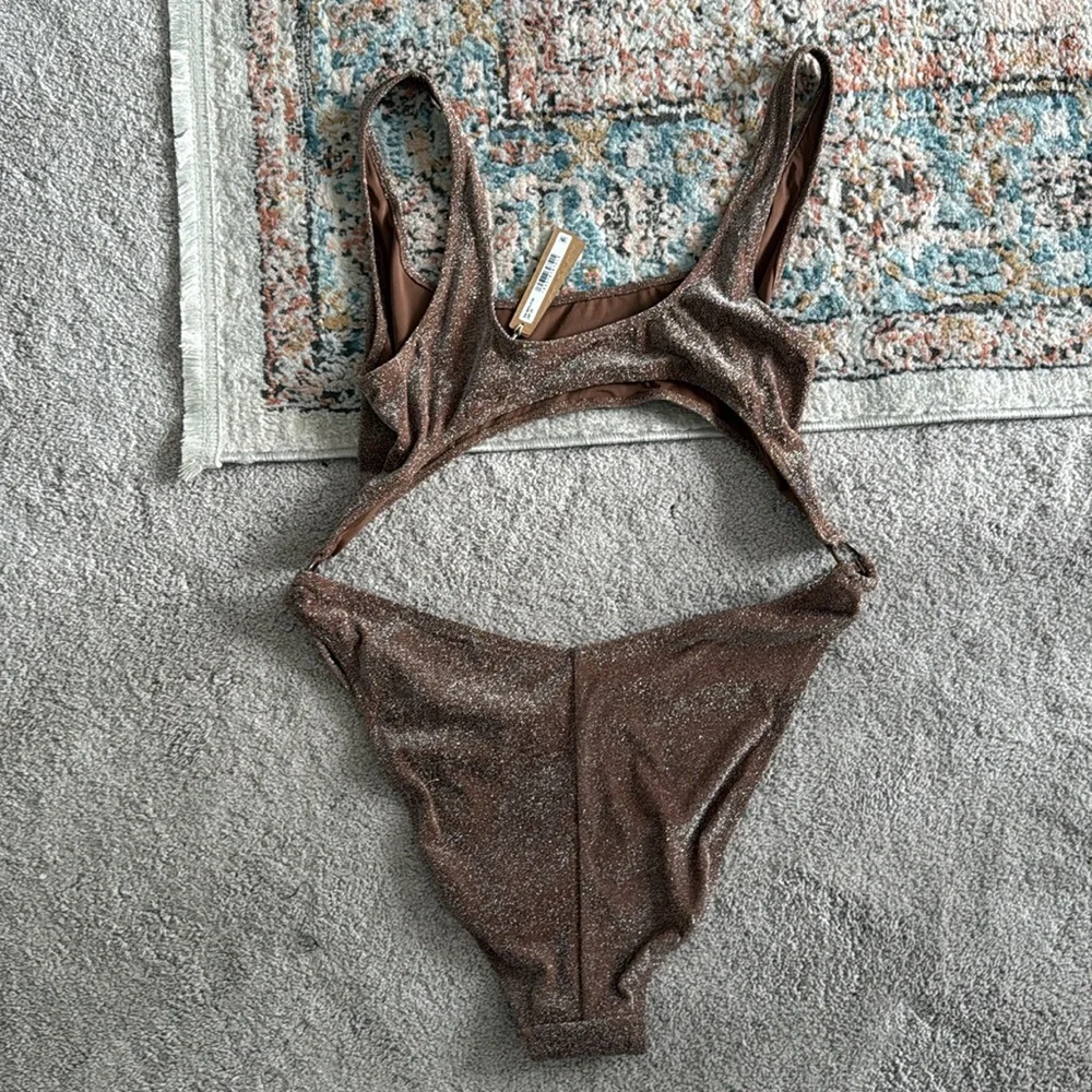 NEW- Skims Glitter Monokini Bathing Suit in Jasper