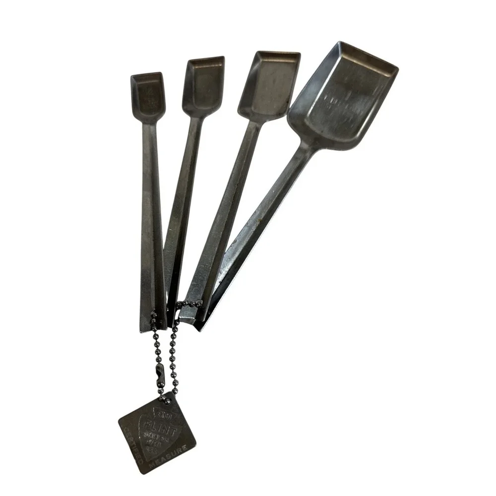 Ekco Flint Vintage Stainless‎ Steel Measuring Spoons Set of 4 USA Shovel Style