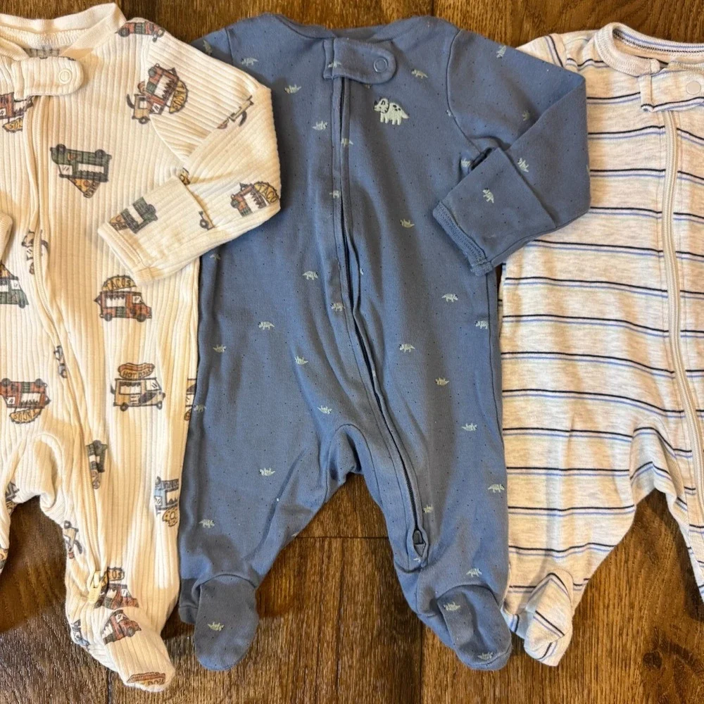 Carter's Baby Boy Sleepers Newborn Sleep N Play Clothes Lot Bundle Food Trucks