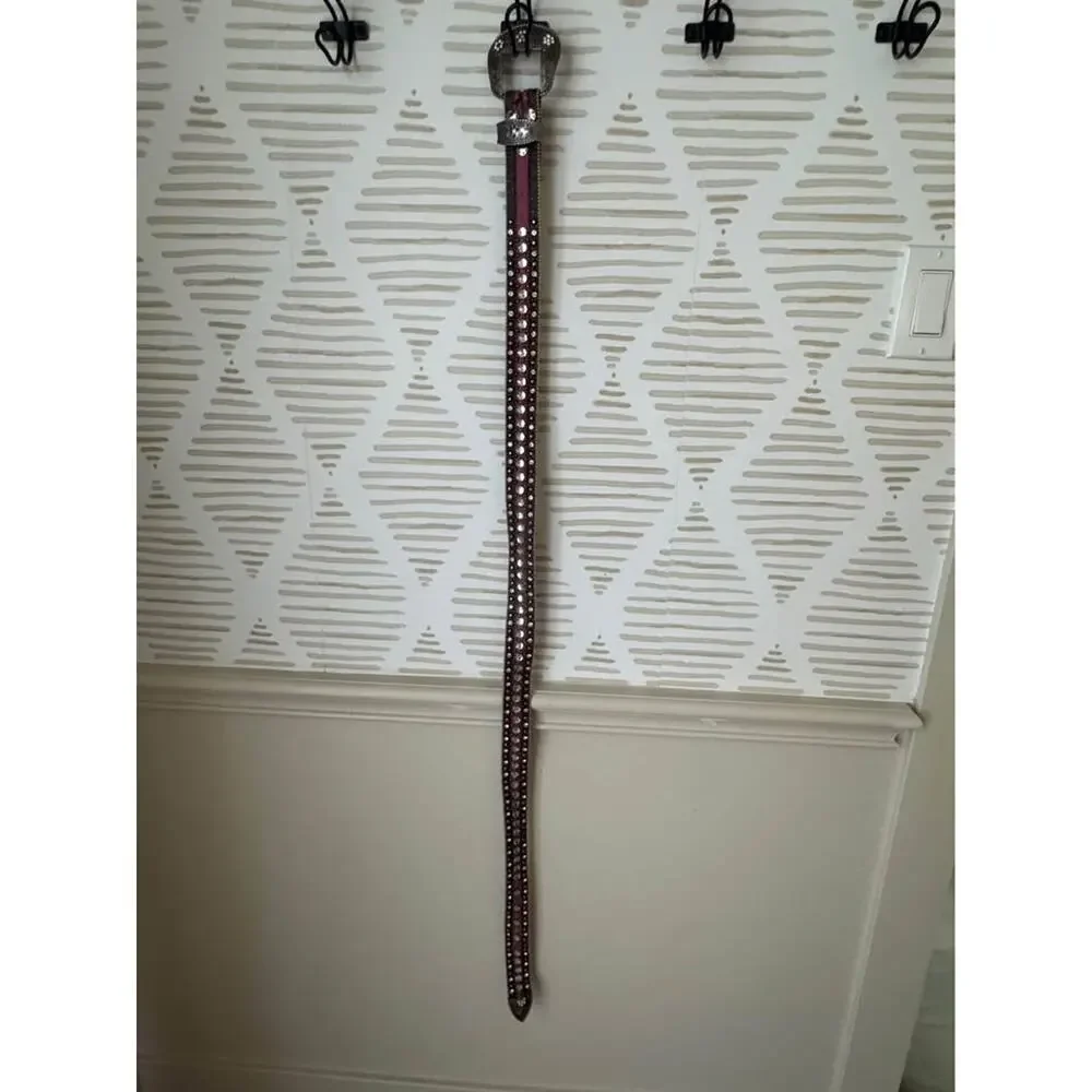 BHW Pink Leather Rhinestone Western Cowgirl Belt