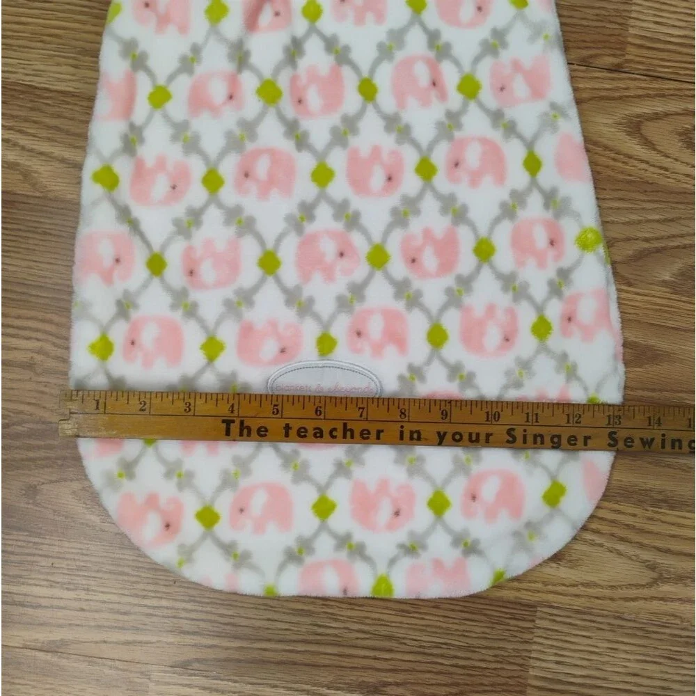 Blankets & Beyond Sleep Sack Fleece Elephants Pink and Green