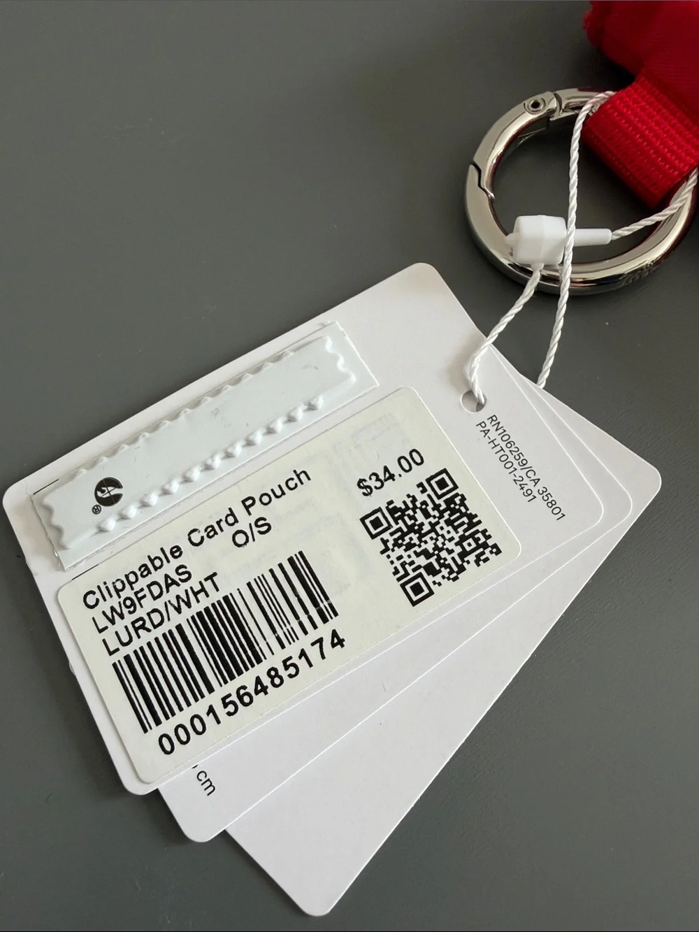 Lululemon Red Clippable Card Pouch - NWT