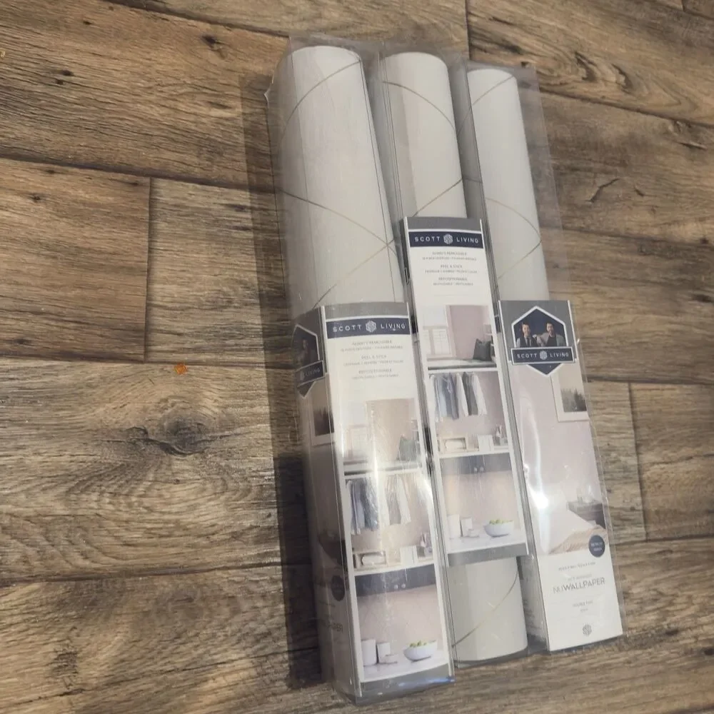 Lot 3 Scott Living Wallpaper NuWallpaper Self Adhesive Natural 20.5in X 18ft