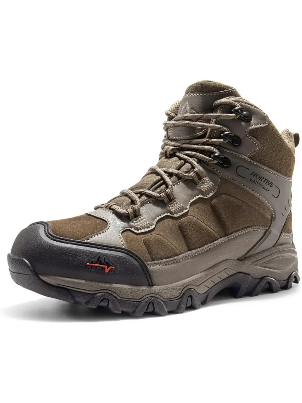 Men's Coffee Waterproof Shoes Casual Mid Top Round Toe Non Slip Hiking Boots