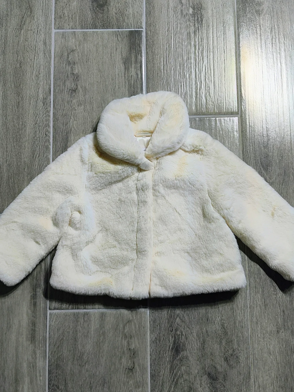 The Children's Place Cream Faux Fur Hooded Coat