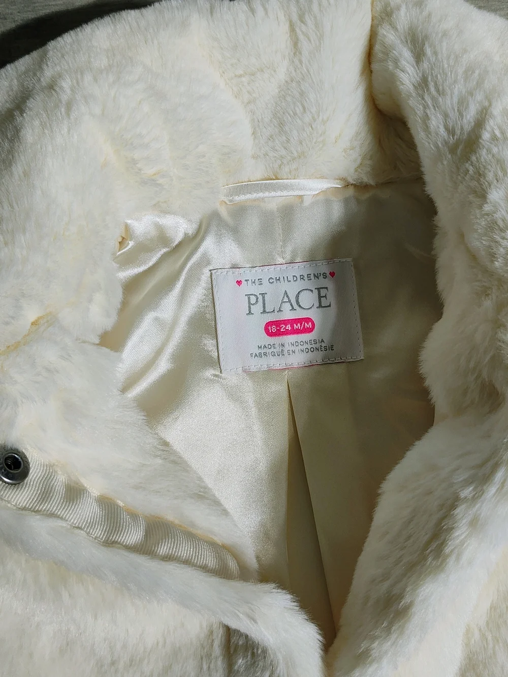 The Children's Place Cream Faux Fur Hooded Coat