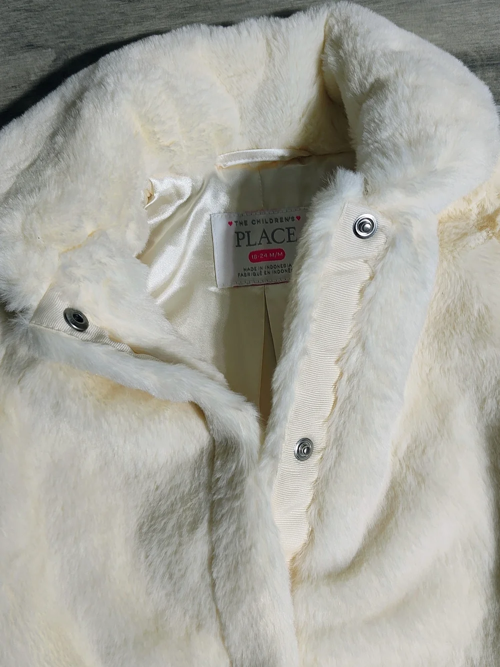 The Children's Place Cream Faux Fur Hooded Coat