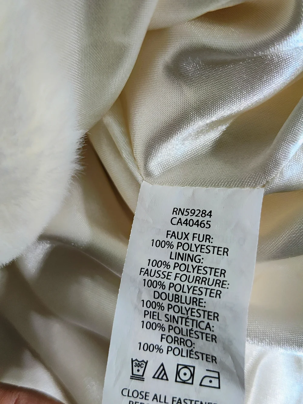 The Children's Place Cream Faux Fur Hooded Coat