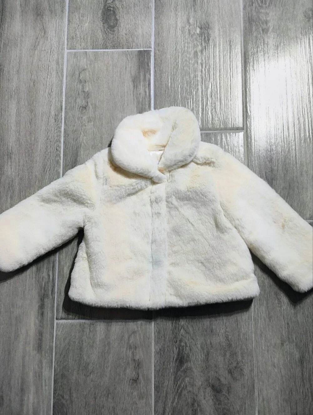 The Children's Place Cream Faux Fur Hooded Coat