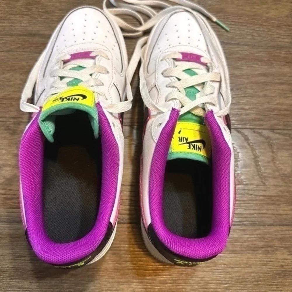 Nike Air Force 1 Low Just Do It White Multi Color Sneakers‎ Kids 7Y/ Women's 8.5