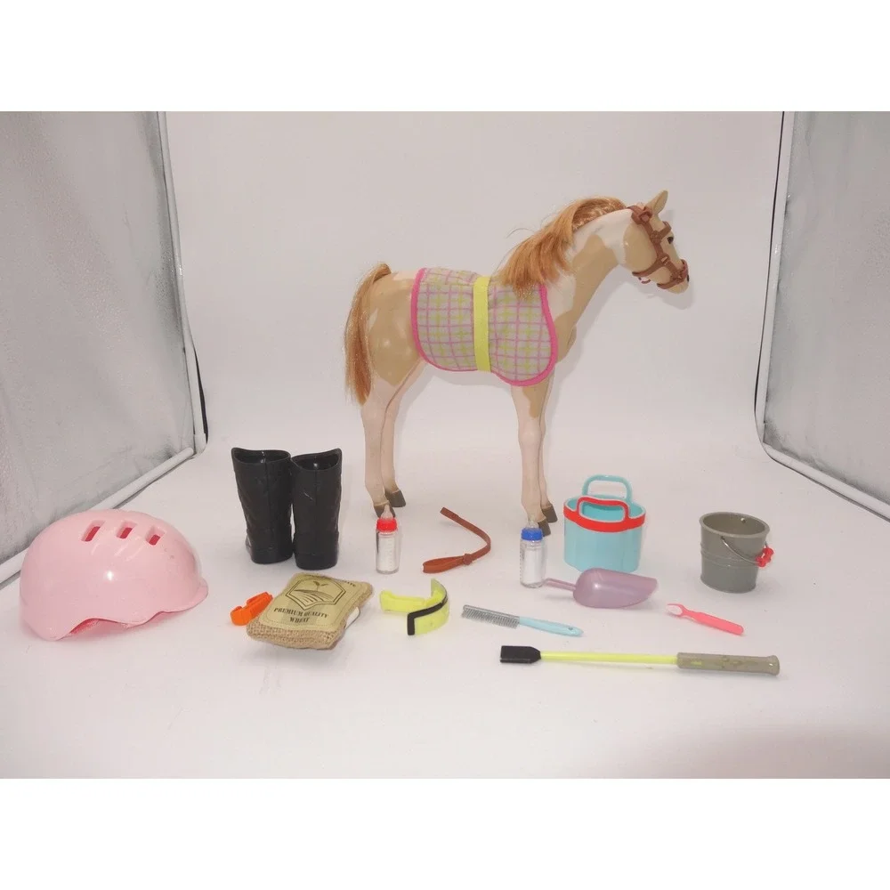 Our Generation Foal Horse Toy Set with Accessories Pink Helmet Boots