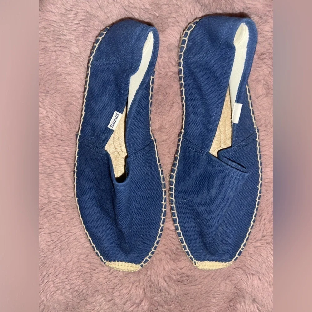 Soludos women’s espadrille blue slip on flats 9.5 vacation spring summer