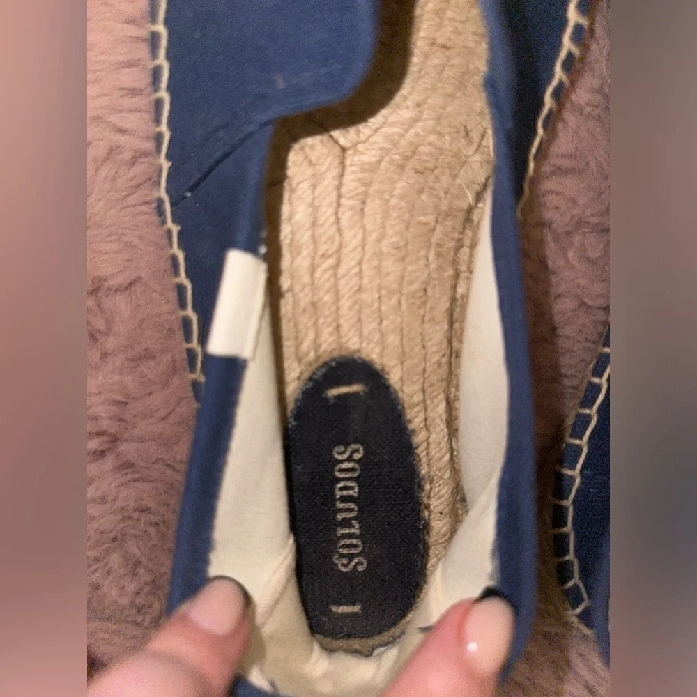 Soludos women’s espadrille blue slip on flats 9.5 vacation spring summer