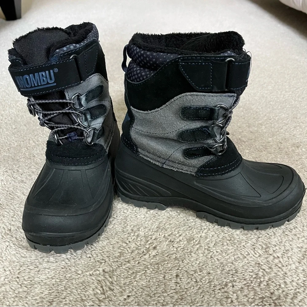 Khombu Snowtracker Waterproof Black and Gray Winter Boots Suede UpperBoys 13
