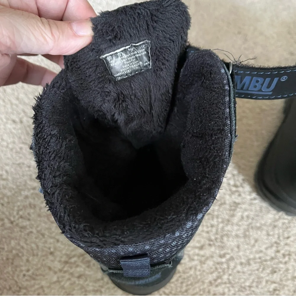 Khombu Snowtracker Waterproof Black and Gray Winter Boots Suede UpperBoys 13