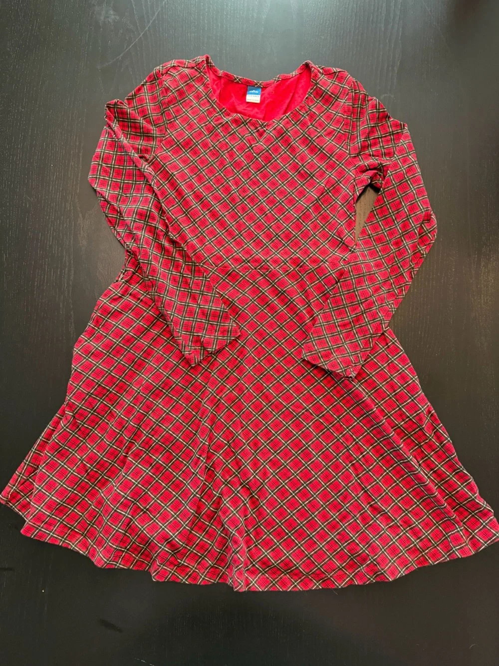 Old Navy Red Plaid Long-Sleeve Fit-and-Flare Dress