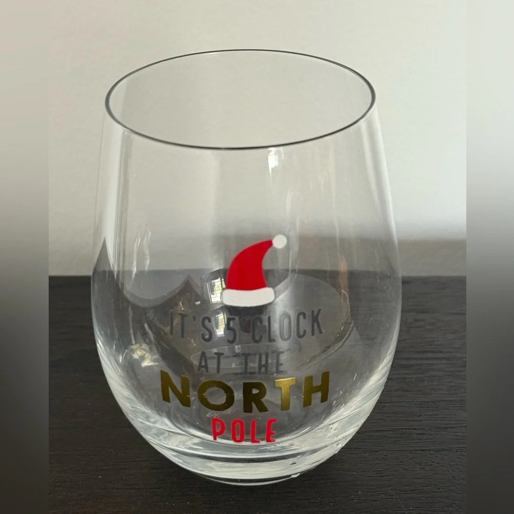 Holiday Boutique Its 5' Clock At The North Pole Christmas Wine Glass