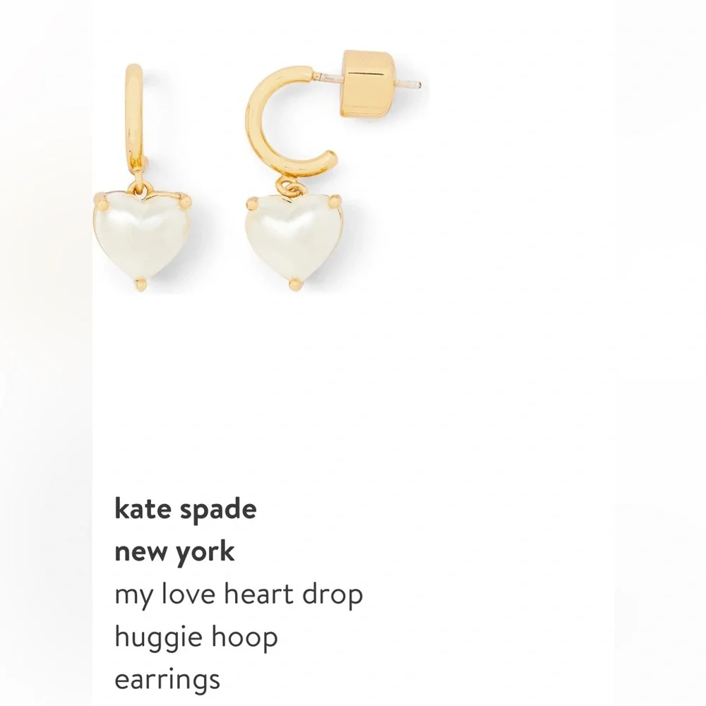 Kate spade NWOT My Love heart drop huggie hoop earrings