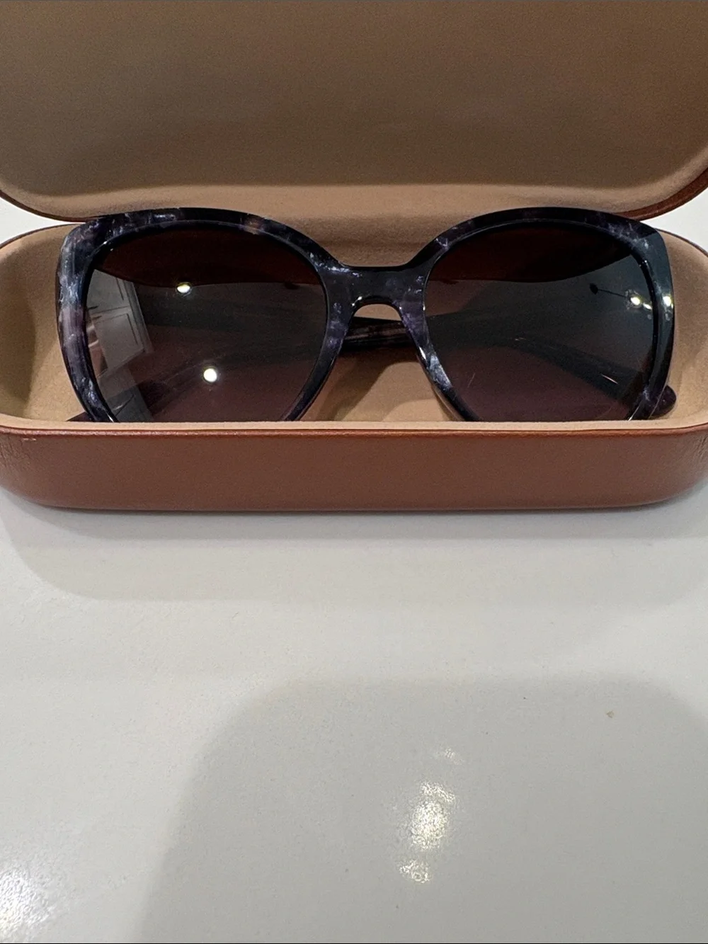 Longchamp women’s blue marble cat eye sunglasses