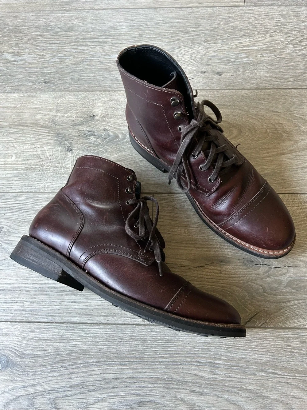 Thursday Boot Company “Captain” Leather Lace-Up Cap-Toe Boots Size 10.5