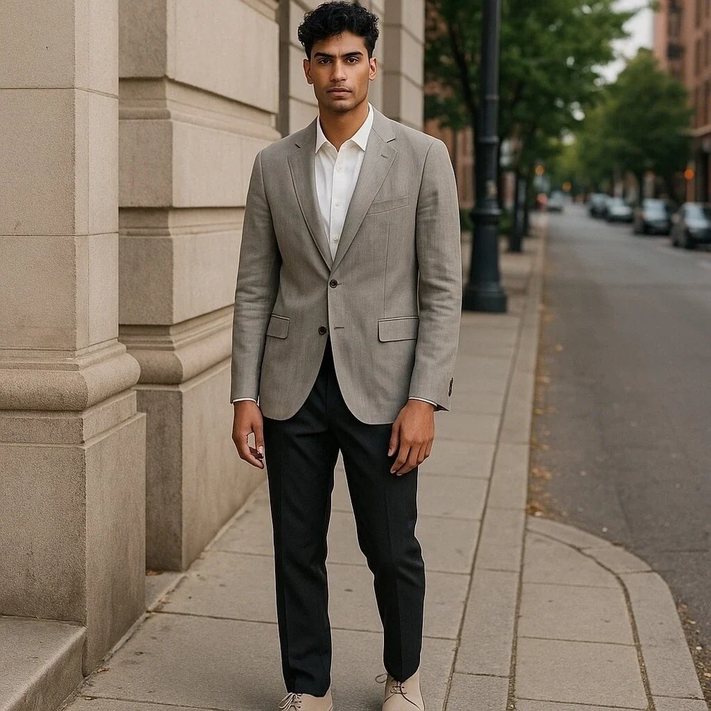 J. Crew Men's‎ Striped Sport Coat Blazer Jacket Gray Size 40R Business Career