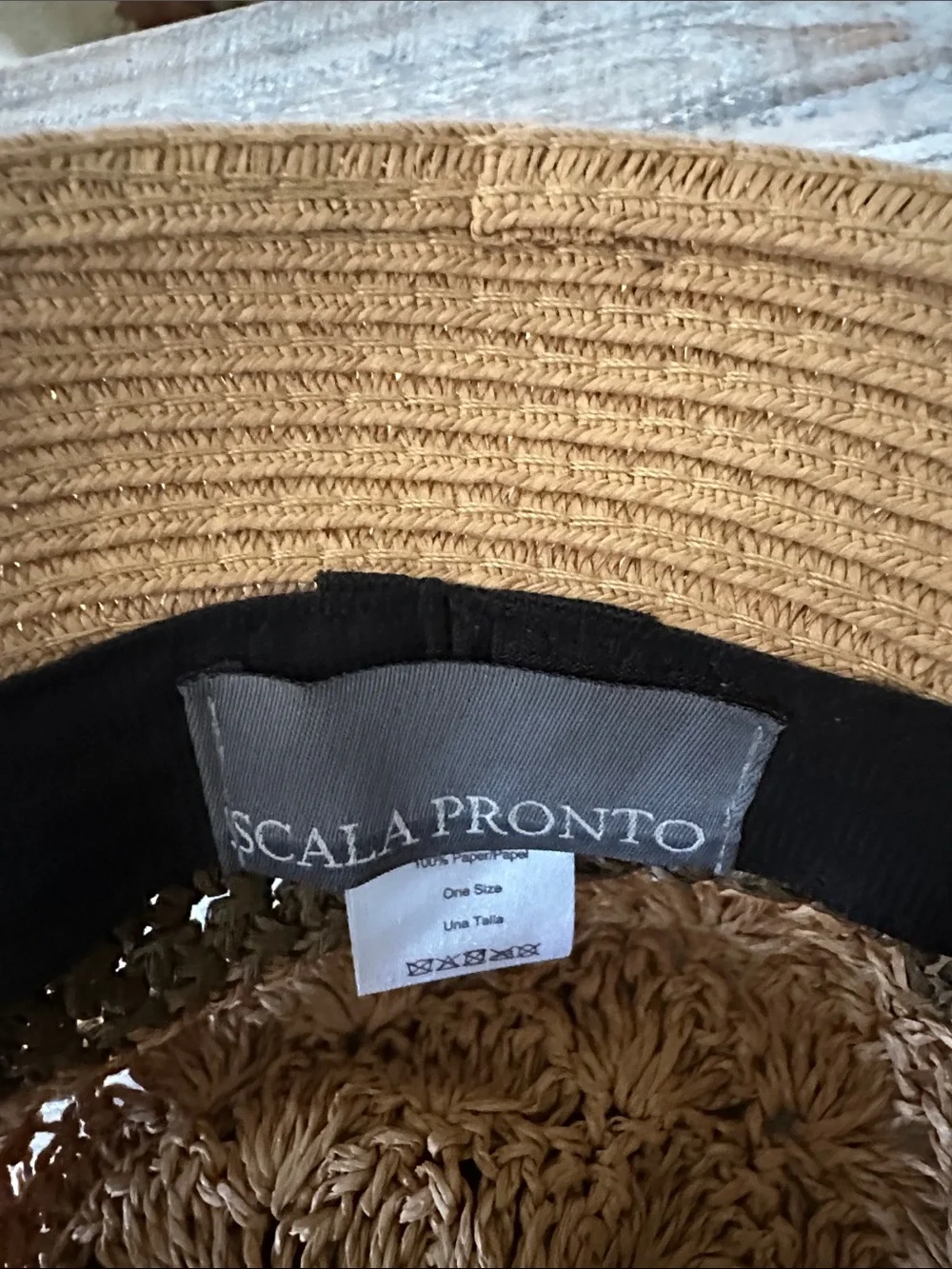 Two-Tone Woven Straw Bucket Hat - Tan and Dark Brown