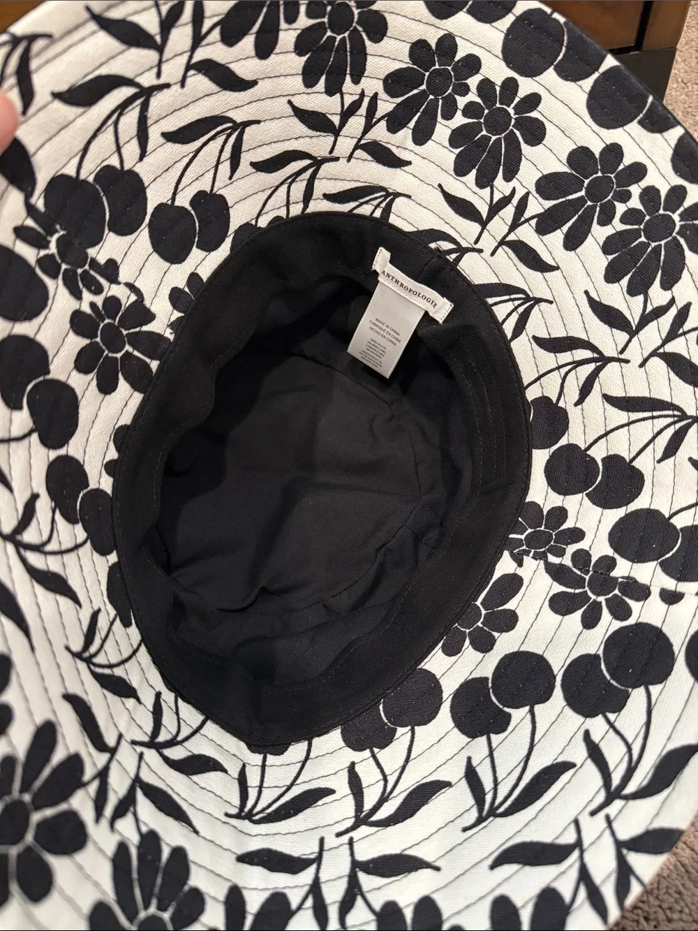 Anthropologie Capitanna Reversible Maxi Bucket Hat Black Cherry Floral