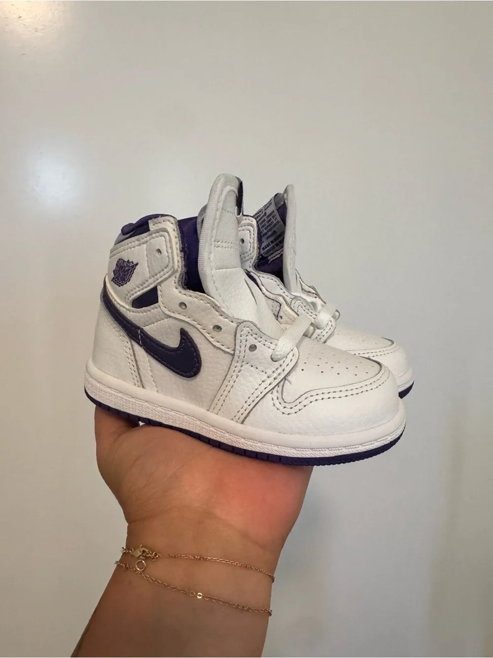 Nike Kids White and Purple High-Top Sneakers