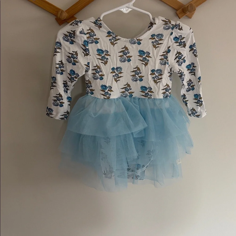 Milkberry Tutu Bodysuit Onesie Dress Blue Baby Girl size 3-6 months