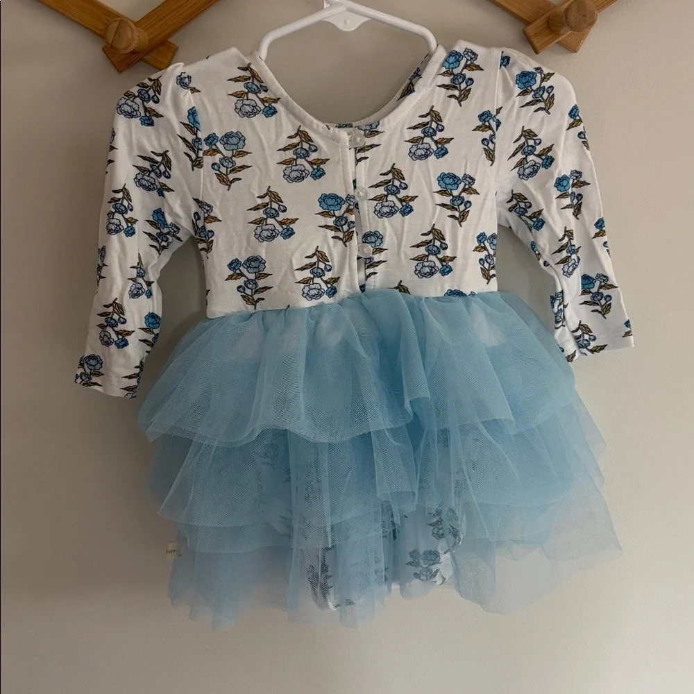 Milkberry Tutu Bodysuit Onesie Dress Blue Baby Girl size 3-6 months