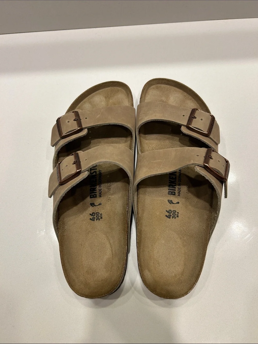Birkenstock Arizona Suede Double Strap Sandals in Beige Brown EU 46