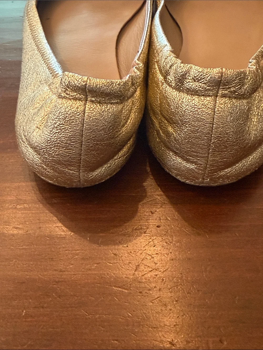 Tory Burch Metallic Gold Logo Ballet Flats