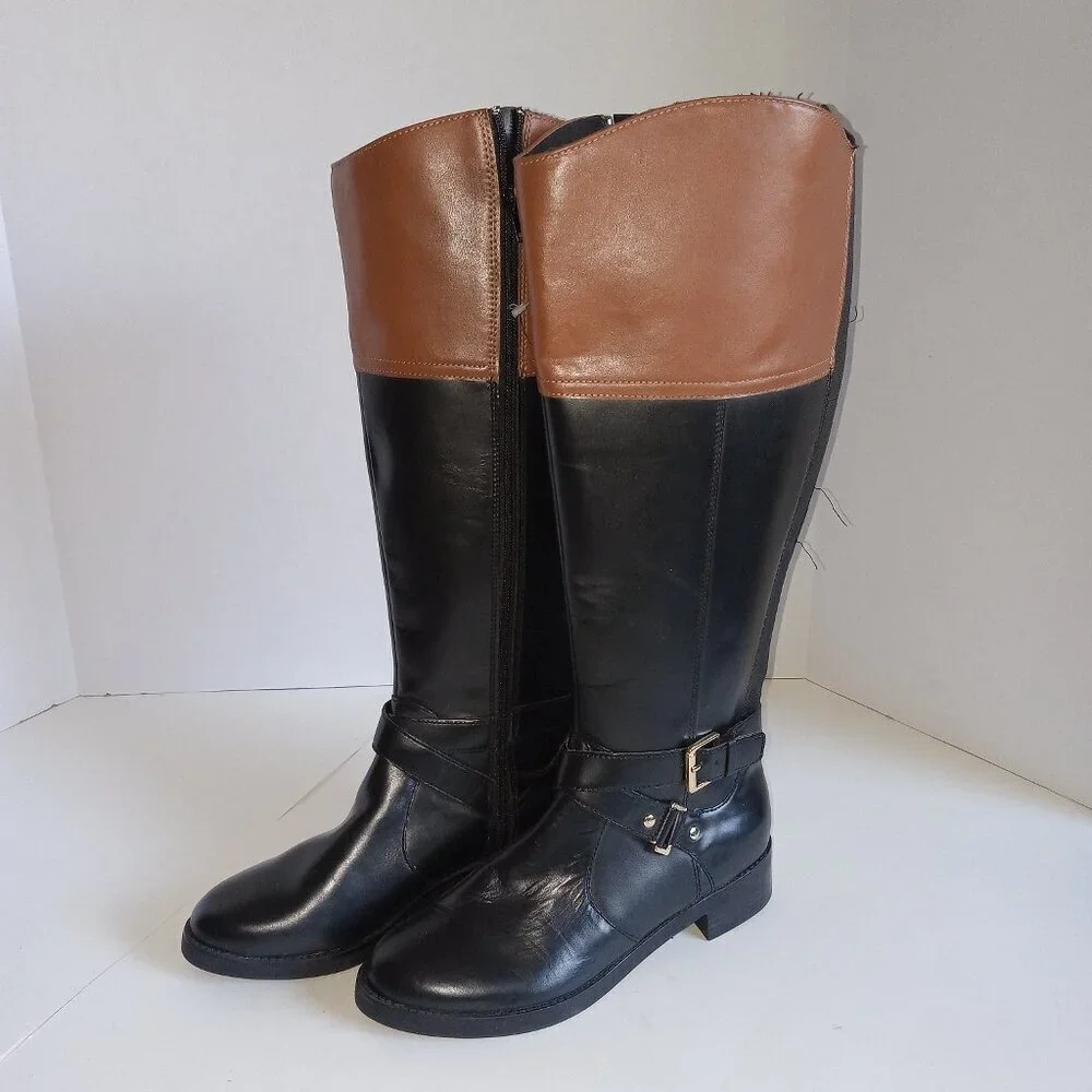 NWOB Bandolino Gima Women's Tall Riding‎ Boots | Black & Brown Size 7
