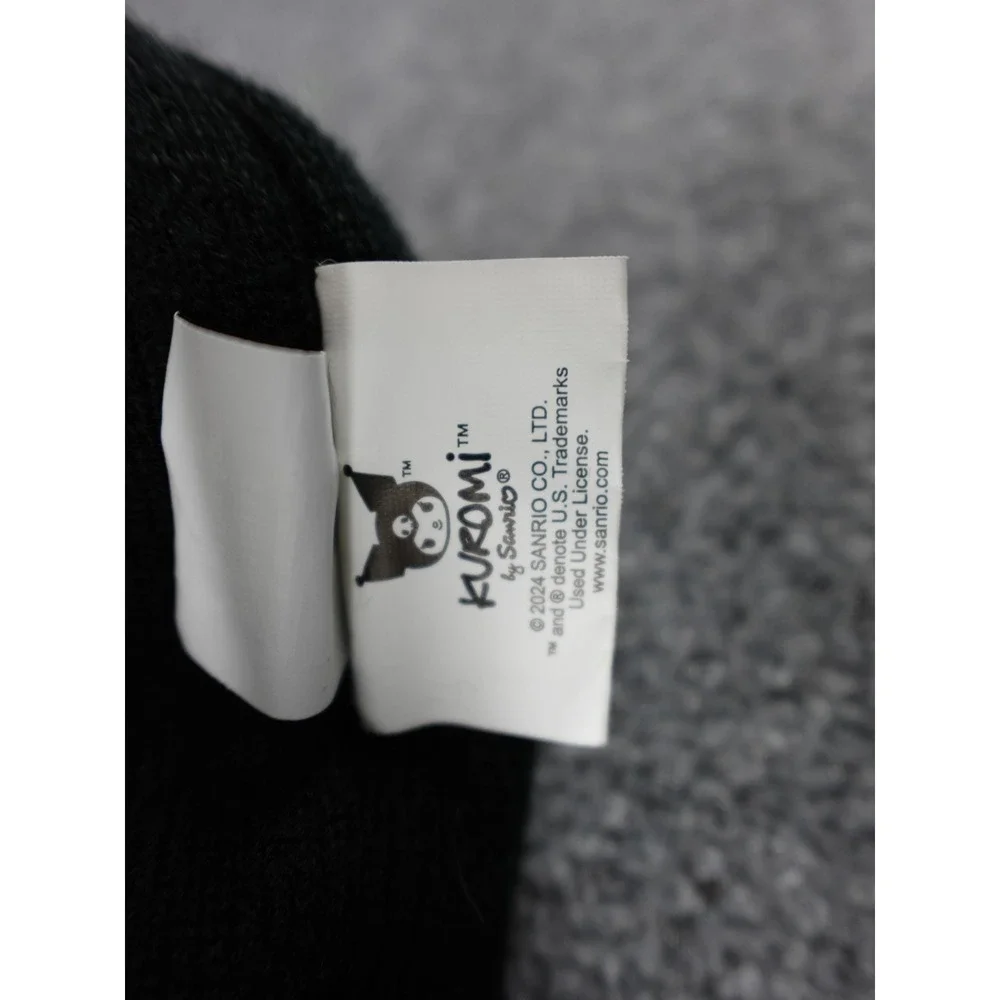 Sanrio Kuromi Beanie Hat Unisex OS Black Good Jester‎ Ears Pink Skull Knit Hat