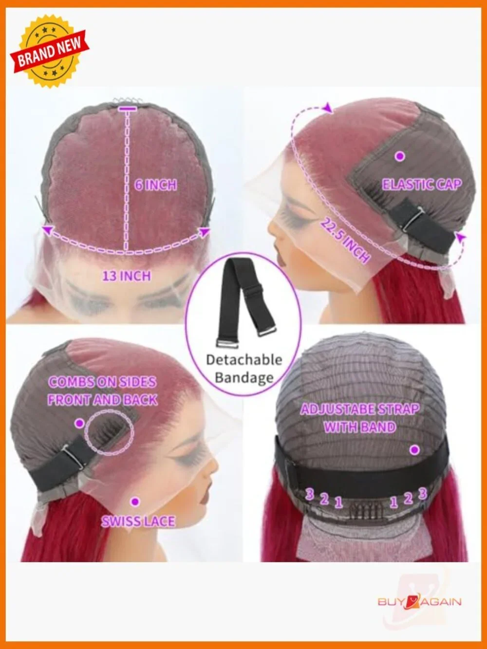 13x6 Straight Lace Front Wig 200% Density Pre Plucked Baby Hair Glueless Human