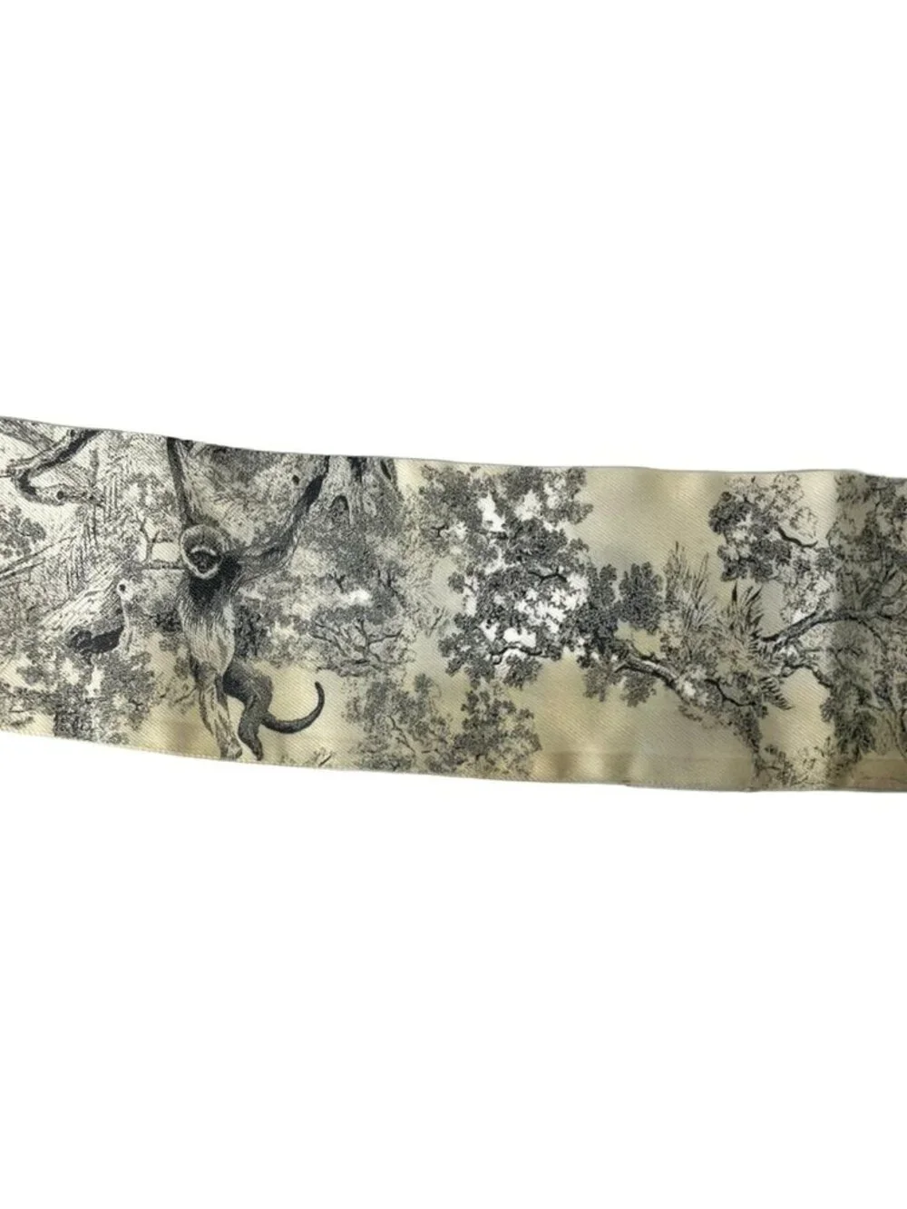 Dior Scarf White Gray Ribbon Toile de Jouy