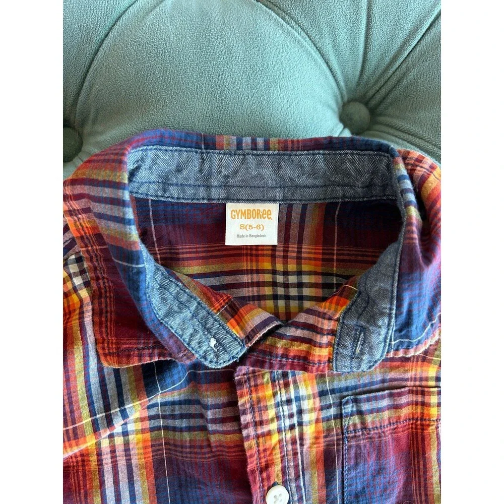 Boys Gymboree Fall Thanksgiving plaid check button down shirt size Small