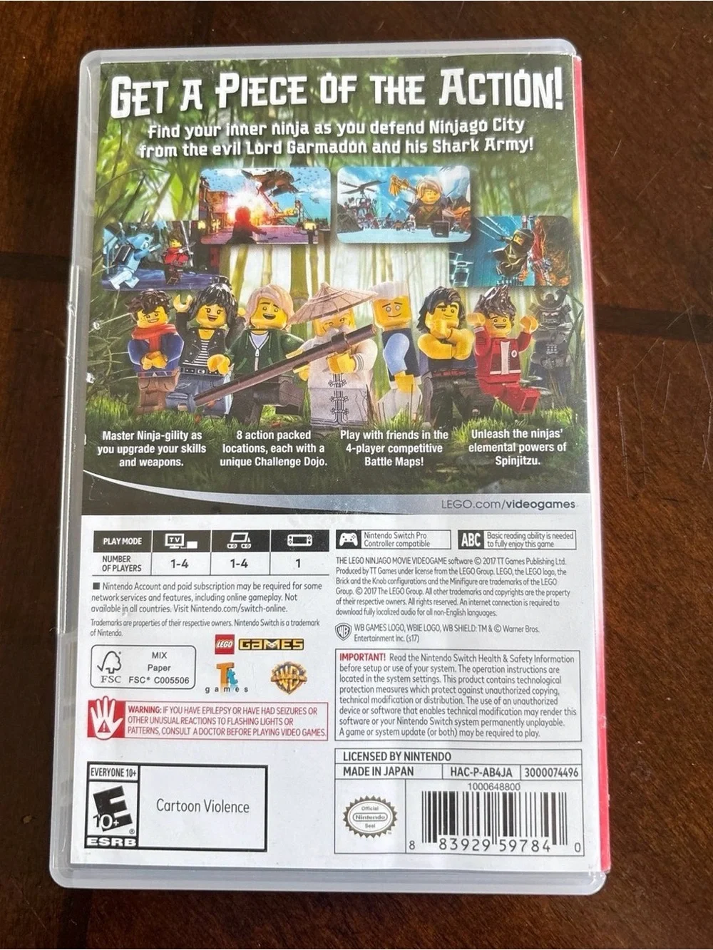 Nintendo Switch Lego Ninjago Movie Videogame - Red, Green, Black, Yellow, Blue