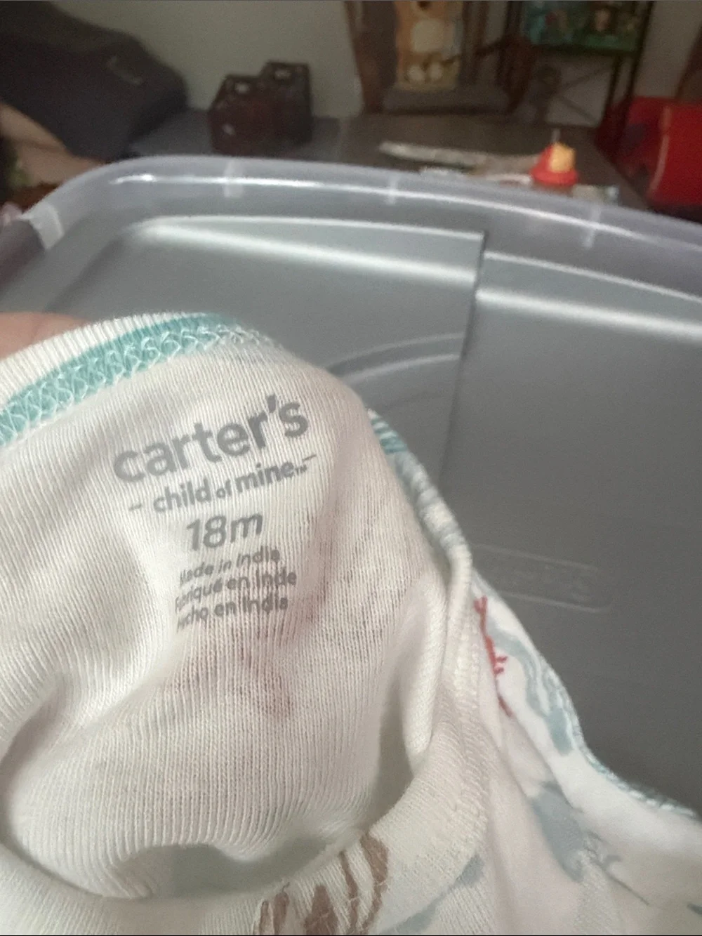 Carter's White Footless One-Piece with Teal Whales and Coral Accents