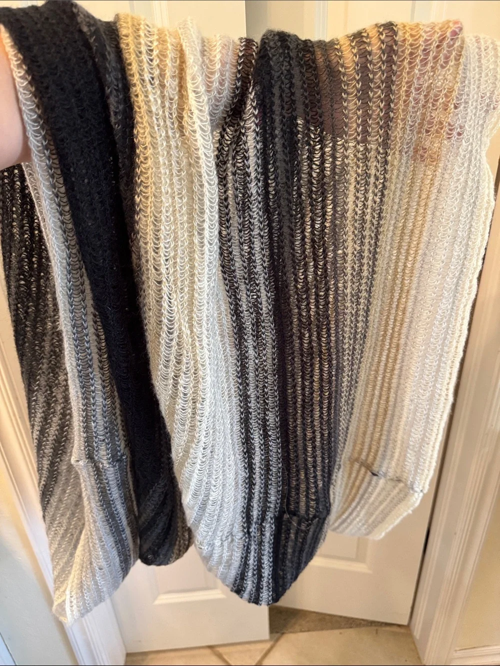 Echo Ombre Knit Infinity Scarf in Black, Gray, and Cream