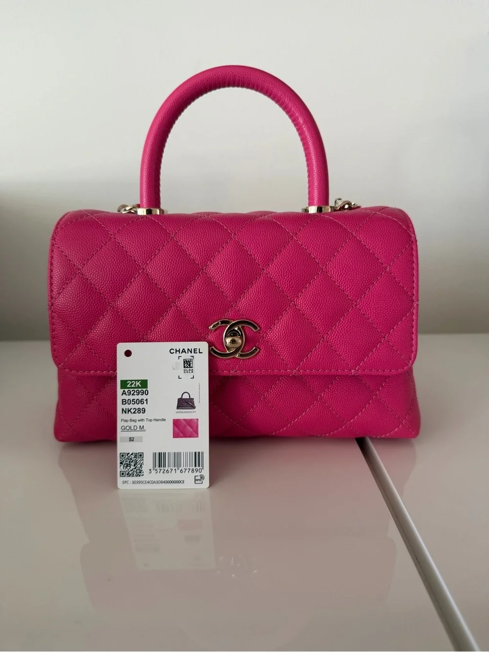 Chanel Pink Quilted Top Handle Flap Bag