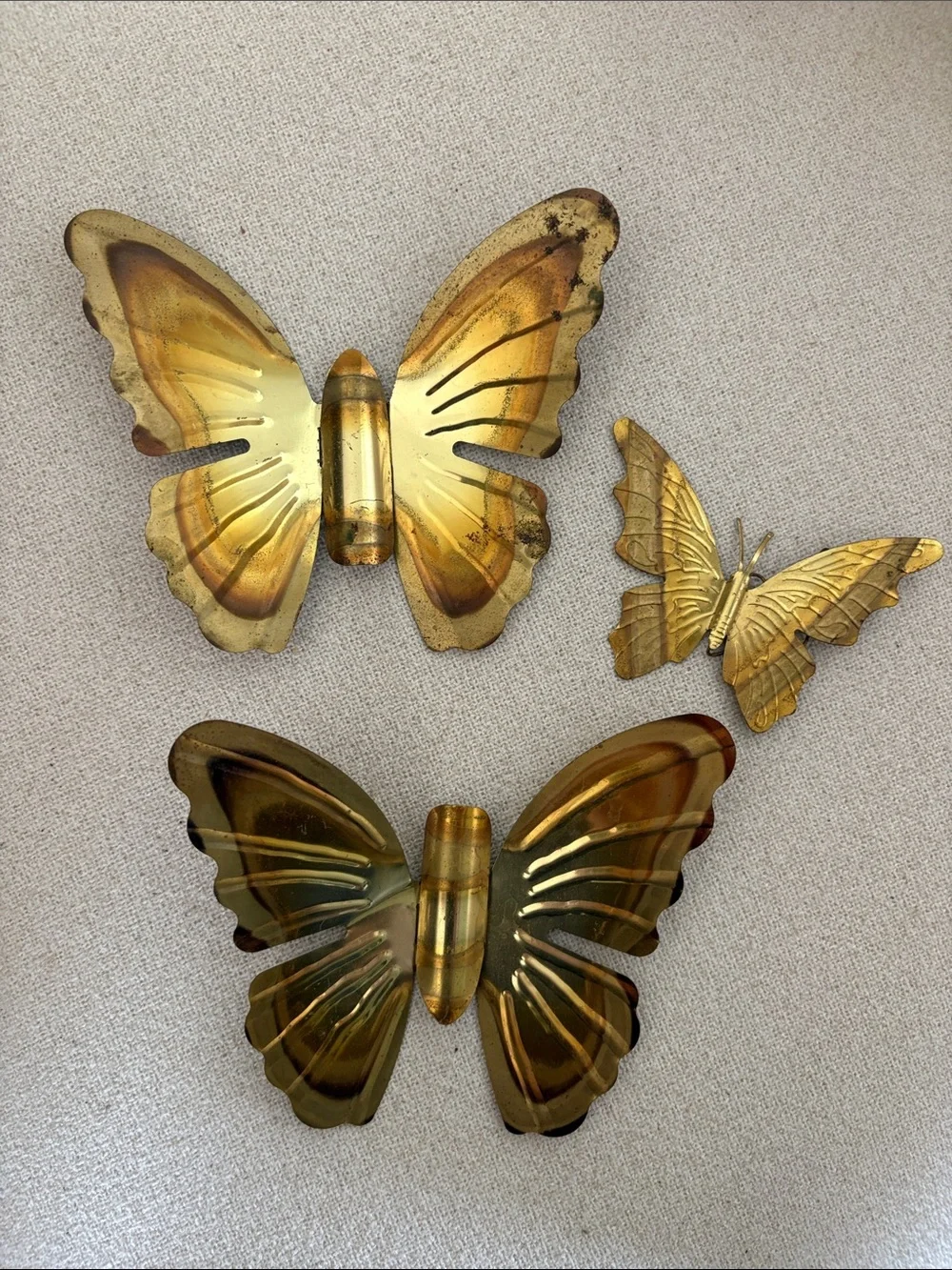 VTG Gold Metal Butterfly Wall Decor Set