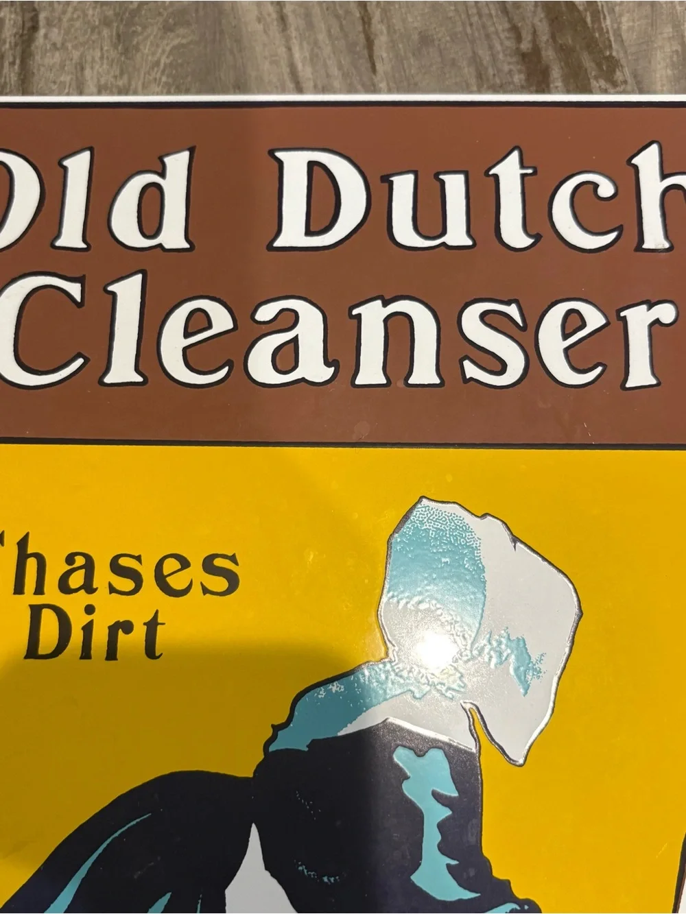 Vintage ‘Old Dutch Cleanser’ Porcelain Enameled 9” X 13” By Ande Rooney
