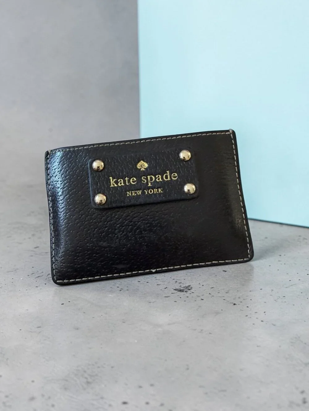 KATE SPADE Black Leather Card Case Holder Wallet